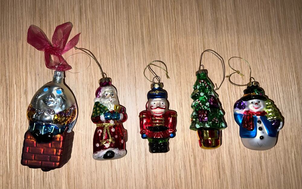 Mixed Lot of Vintage Blown Glass Ornaments Humpty Santa Soldier Snowman German
